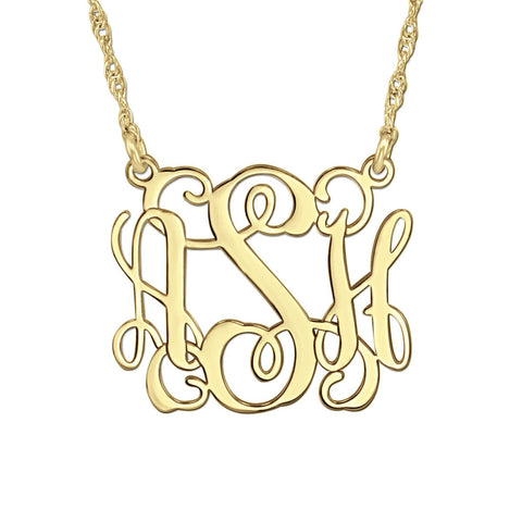 White gold Gold and Silver Script Monogram Pendant