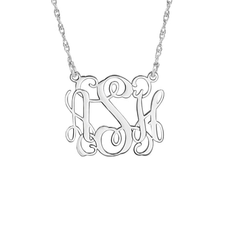 White gold Gold and Silver Script Monogram Pendant