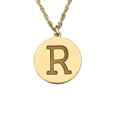 White gold Round Initial Pendant Necklace