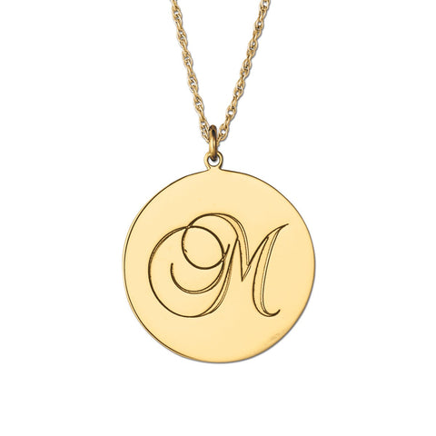 White gold Gold and Silver Round Monogram Pendant