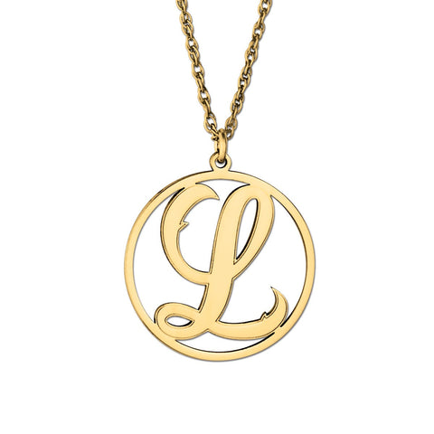 White gold Gold and Silver Monogram Circle Pendant