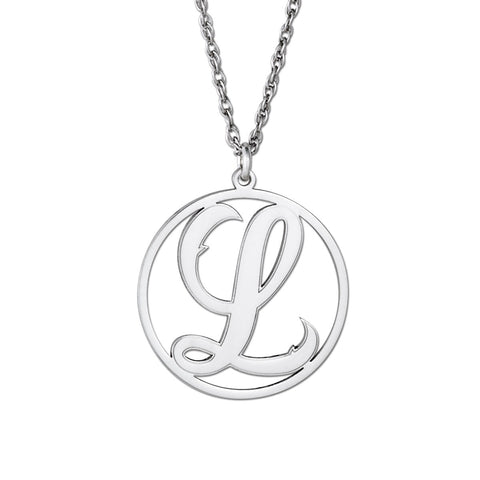 White gold Gold and Silver Monogram Circle Pendant
