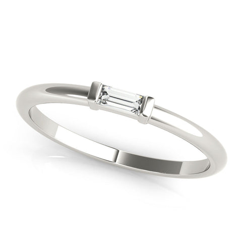 Platinum Baguette Solitaire Bar-Set Minimalist Band