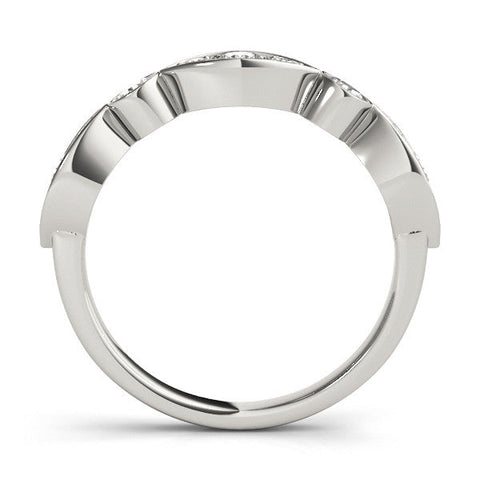 Platinum Bezel Set Marquise and Round Diamond Contour Band