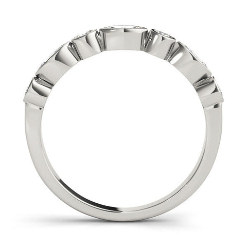 Platinum Bezel Set Marquise and Round Diamond Stackable Band