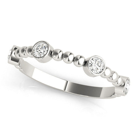 Platinum Bezel Set Round Diamond Beaded Band