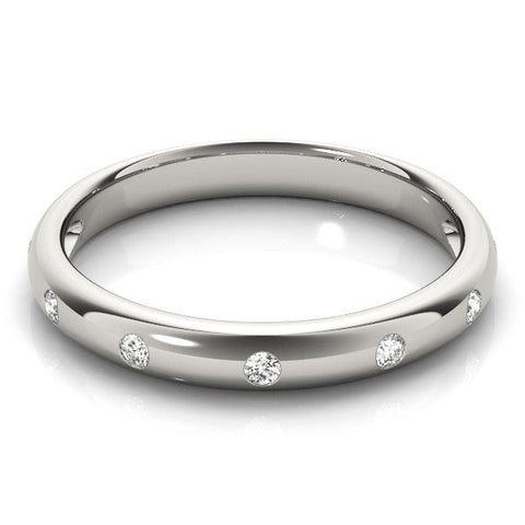 White gold Bezel Set Round Diamond Comfort Fit Band