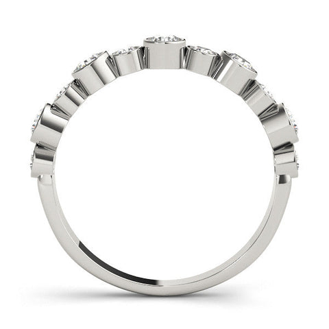 Platinum Bezel Set Round Diamond Half Eternity Band