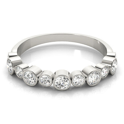 Platinum Bezel Set Round Diamond Half Eternity Band