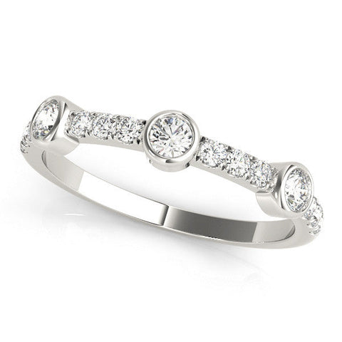 Platinum Bezel Set Round Diamond Pavé Band