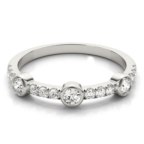 Platinum Bezel Set Round Diamond Pavé Band