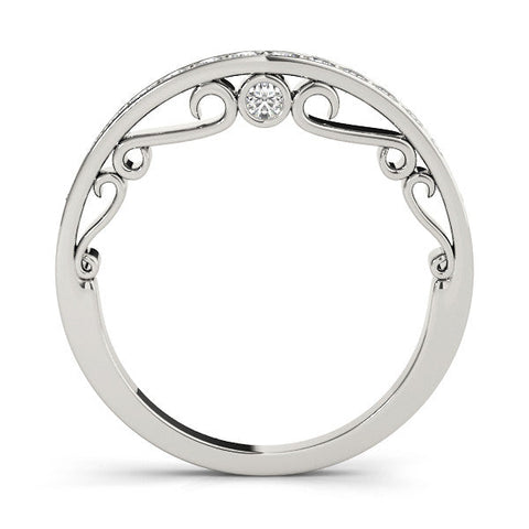 White gold Channel Set Round Diamond Contoured Band