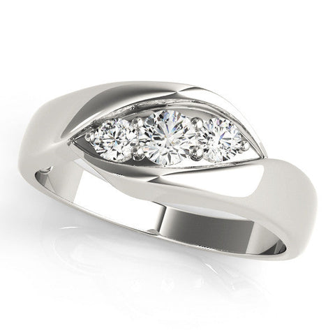 Platinum Channel Set Round Diamond Crossover Band