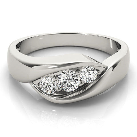 White gold Channel Set Round Diamond Crossover Band
