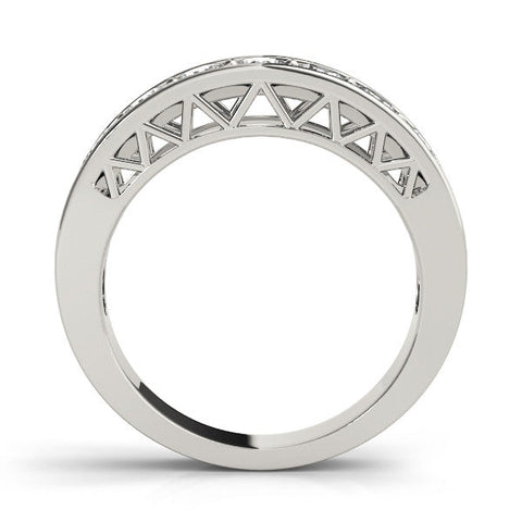 White gold Channel-Set Round Diamond Eternity Band with Shared Prong Setting