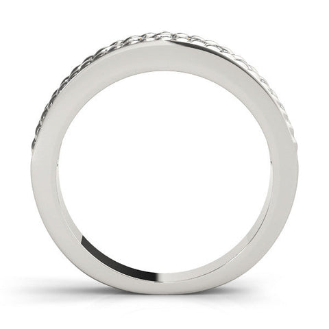 Platinum Channel Set Round Diamond Milgrain Edge Band