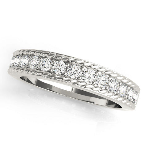 White gold Channel Set Round Diamond Milgrain Edge Band