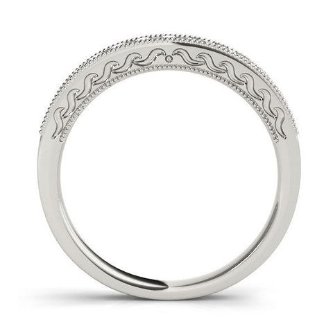 White gold Channel Set Round Diamond Milgrain Edge Eternity Band