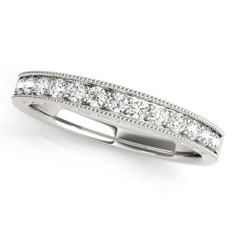 White gold Channel Set Round Diamond Milgrain Edge Eternity Band