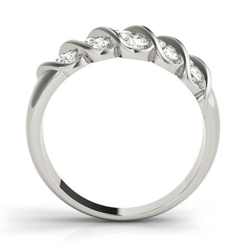 White gold Channel Set Round Diamond Multi-Row White Gold Band