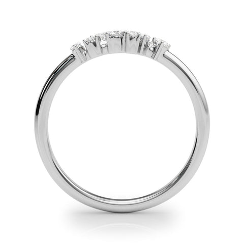 Platinum Cluster Diamond Round Cut White Gold Band with Prong Setting