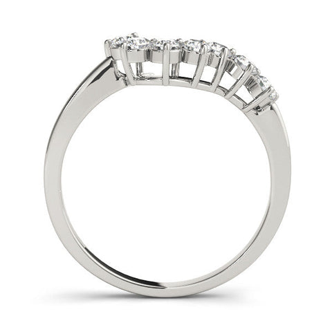 Platinum Curved Diamond Cluster Band - Round Stones, Split Shank, Prong Setting