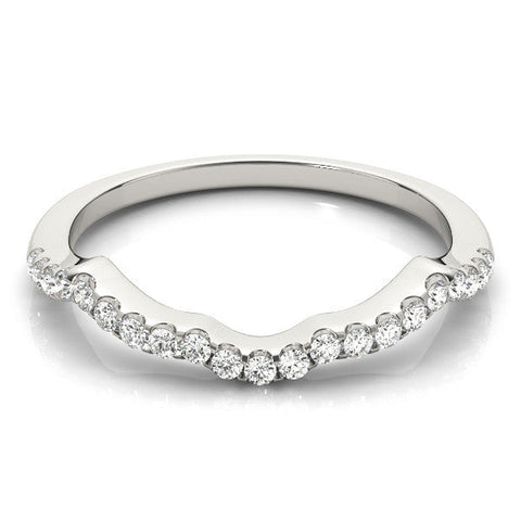 Platinum Curved Diamond Pavé Round-Cut Contour Band