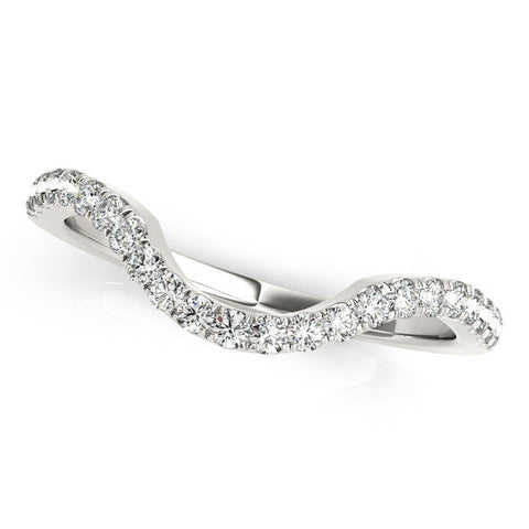 Platinum Curved Pavé Round Diamond Eternity Band with Shared Prong Setting