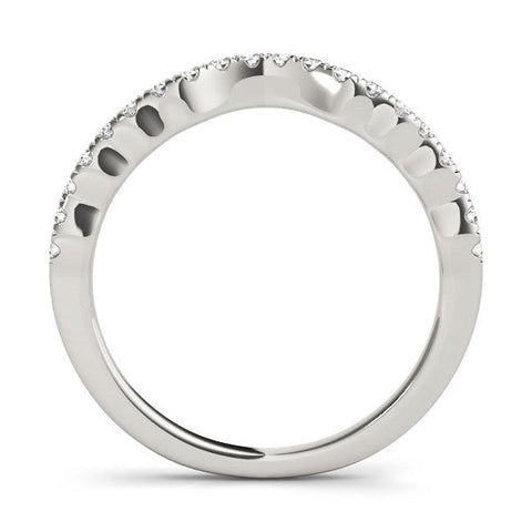 Platinum Curved Pavé Round Diamond Eternity Band with U-Prong Setting