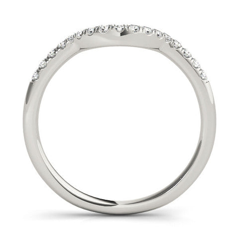 Platinum Diamond Curved Pavé Round Stone Contour Band