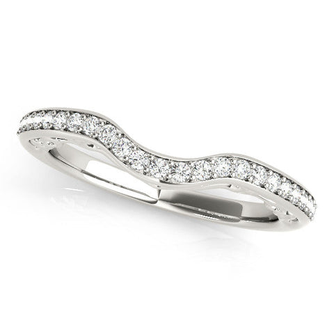 White gold Diamond Pavé Round Cut Curved Band with Channel Setting