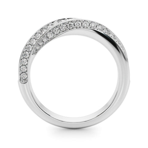 Platinum Double Row Pavé Round Diamond Channel Set Band