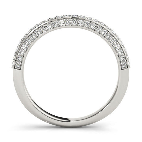 White gold Double Row Round Diamond Pavé Curved Band