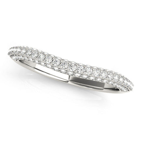 White gold Double Row Round Diamond Pavé Curved Band