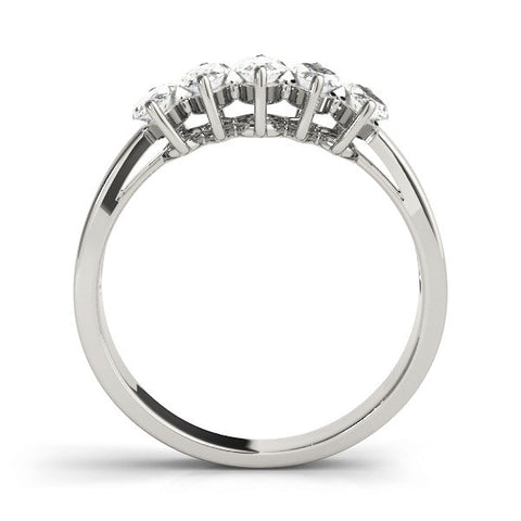 Platinum Five-Stone Marquise Diamond Split Shank Ring with Shared Prong Setting