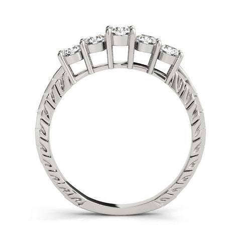 White gold Five-Stone Round Cut Diamond Prong Set Eternity Band