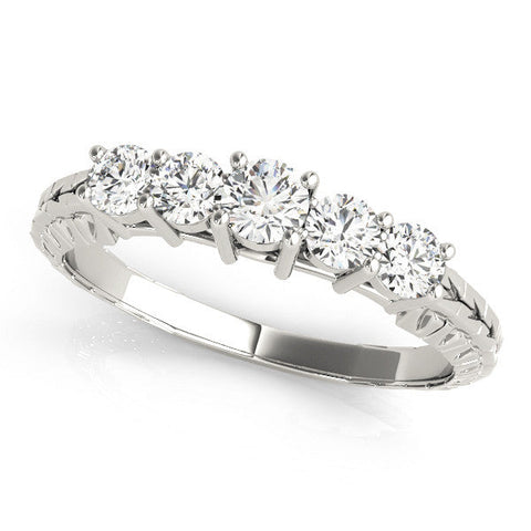 White gold Five-Stone Round Cut Diamond Prong Set Eternity Band