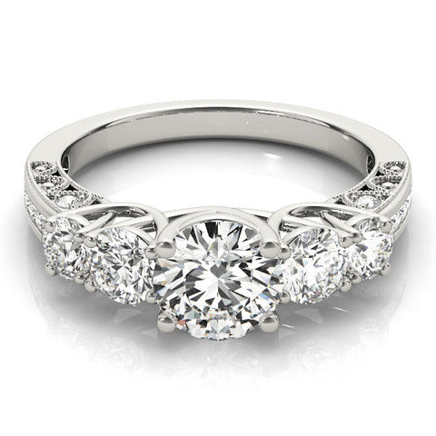 White gold Five-Stone Round Diamond Pave Band with Prong Setting