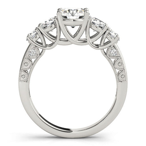 White gold Five-Stone Round Diamond Pave Band with Prong Setting