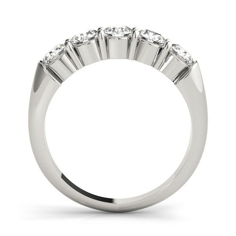 Platinum Five-Stone Round Diamond Prong Set Half-Eternity Band