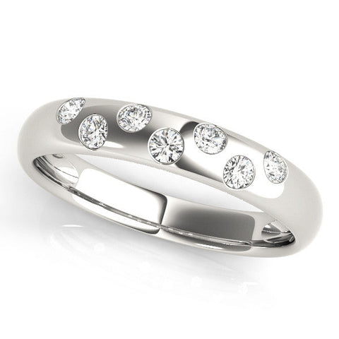 Platinum Flush Set Round Diamond Comfort Fit Band
