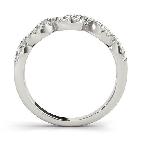 Platinum Infinity Diamond Pavé Round Stone Twist Band with Prong Setting