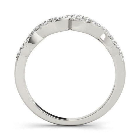 White gold Infinity Twist Diamond Pavé Band with Round Stones and Prong Setting