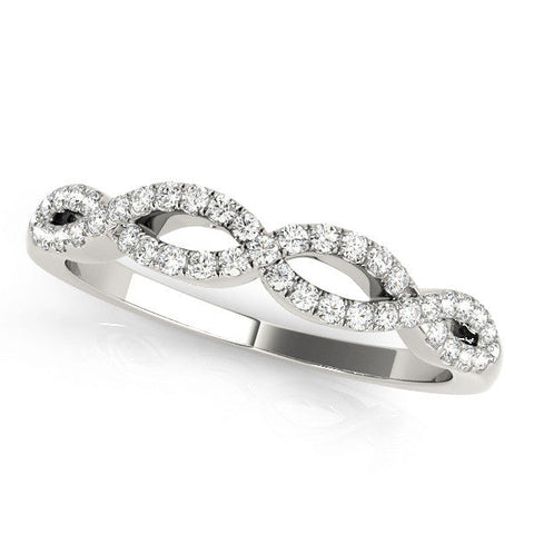 Platinum Infinity Twist Diamond Pavé Band with Round Stones and Prong Setting