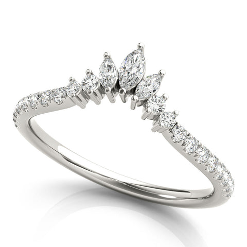 Platinum Marquise Cluster Diamond Pavé Band with Prong Setting