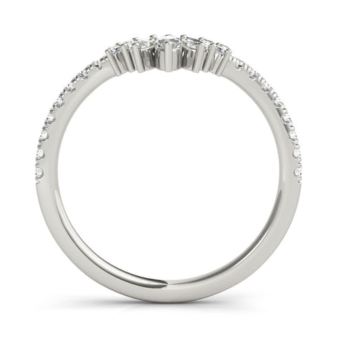 White gold Marquise Cluster Diamond Pavé Band with Prong Setting