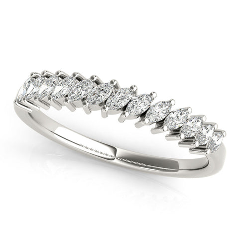 White gold Marquise Diamond Half-Eternity Band with Shared Prong Setting