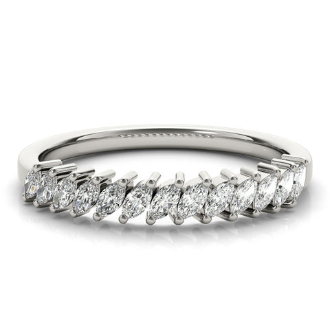 White gold Marquise Diamond Half-Eternity Band with Shared Prong Setting