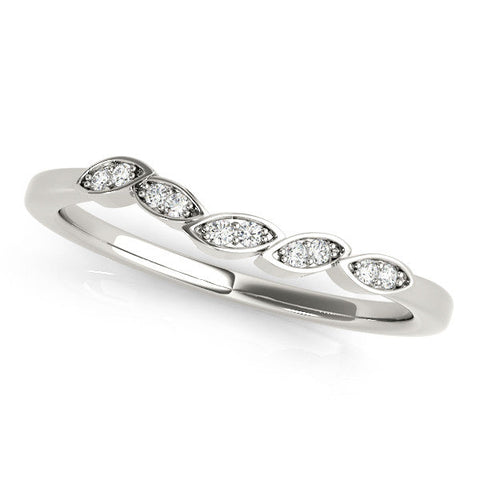 White gold Marquise Diamond Leaf Eternity Band with Bezel Setting