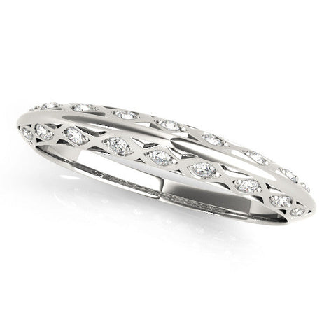 Platinum Marquise Diamond Openwork Band with Pave Setting